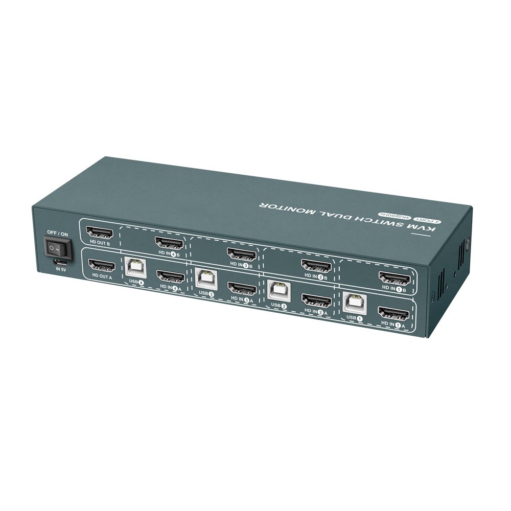 HDMI KVM Switch dual monitor 4 port 4k 60hz KVM Switches with Hot key