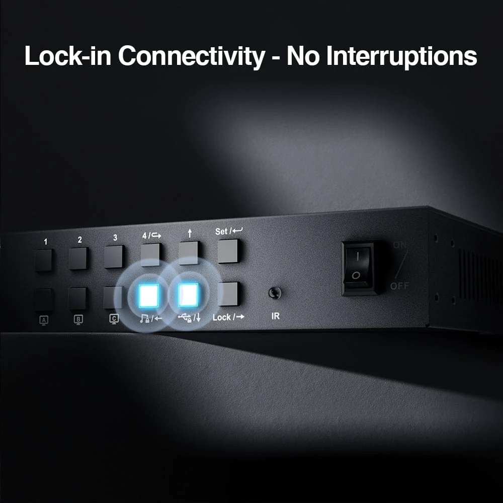 TESmart 4 In 3 Out KVM Switch Support 4K 60HZ 2 Display Modes L/R Audio Triple Monitor KVM Switch