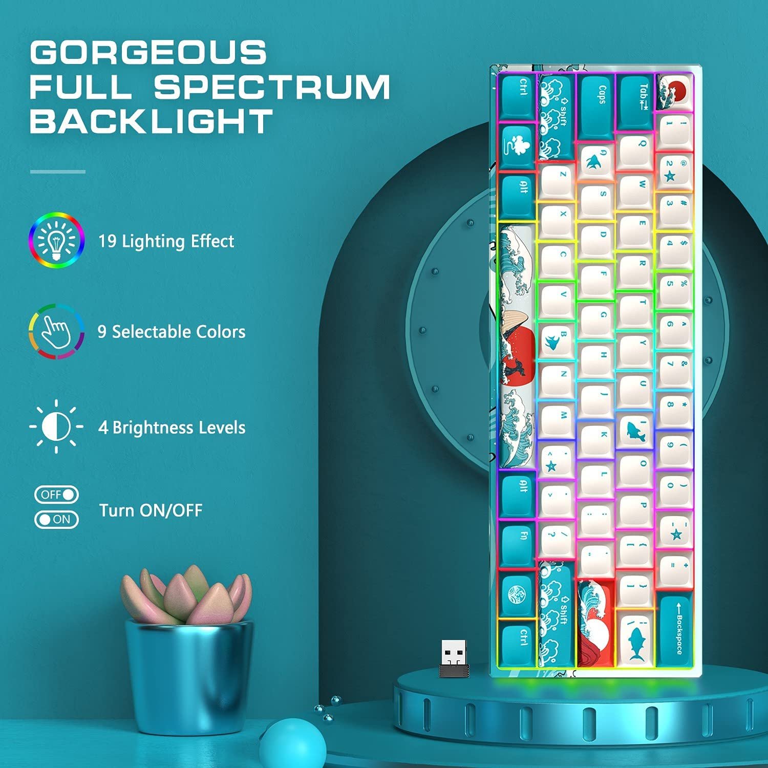 60% Keyboard 63 Keys Blue Red Switch Custom keycaps USB Wired Wireless Gaming Fashion RGB backlit optical mechanical keyboard