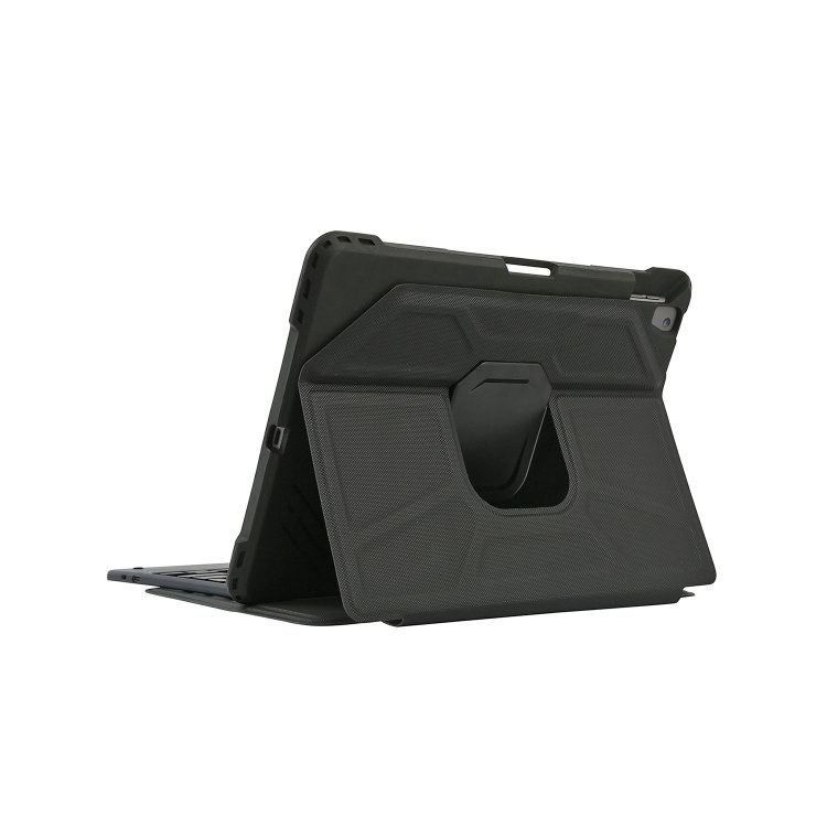 Rugged PU leather folio case with bluetooth touch pad keyboard shockproof 360 degree rotating cover for iPad 10.2 7/8/9th gen