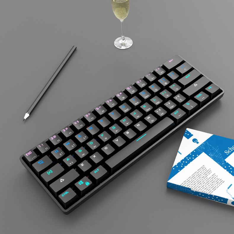 FV-DK61 Wired Mechanical Keyboard 61 Keys Bluetooth Dual-mode Type-C Cable Mini Gaming Keyboard