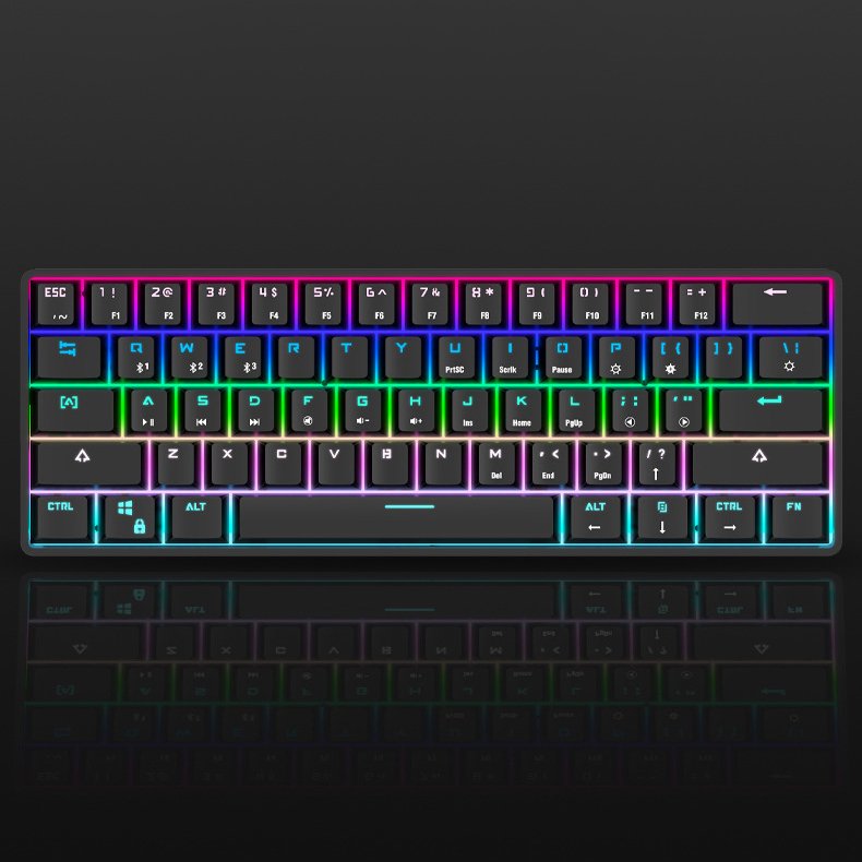 FV-DK61 Wired Mechanical Keyboard 61 Keys Bluetooth Dual-mode Type-C Cable Mini Gaming Keyboard