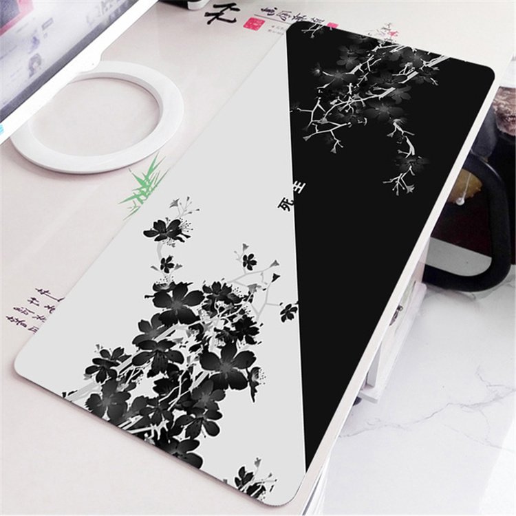 Black And White Custom Art Printing Large Anti-Slip Gaming Computer Keyboard Mouse Pad