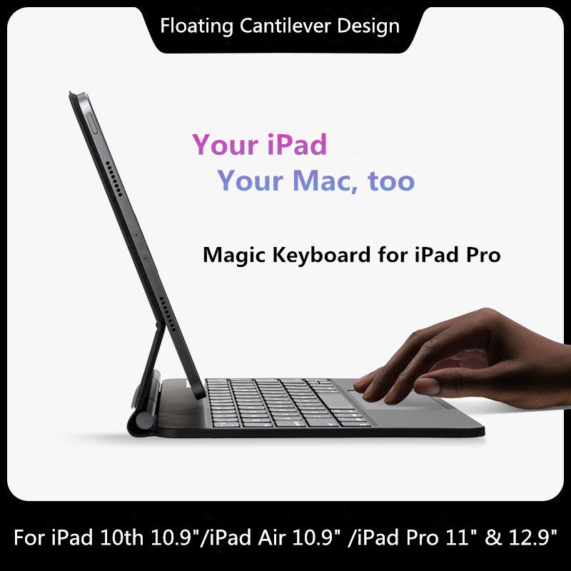 Floating Design Lightweight Magnetic Magic Keyboard Cover Case for iPad 10th iPad Air 4/5 10.9" iPad Pro 11" & 12.9" Tablet