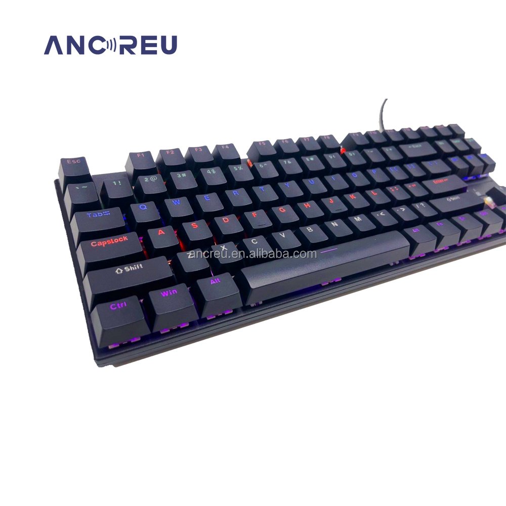 Ancreu OEM In Stock RGB DIY Mechanical Keyboard 87 Keys With light 9 different Modes LED Lighting Wired Mechanical Keyboard Kit