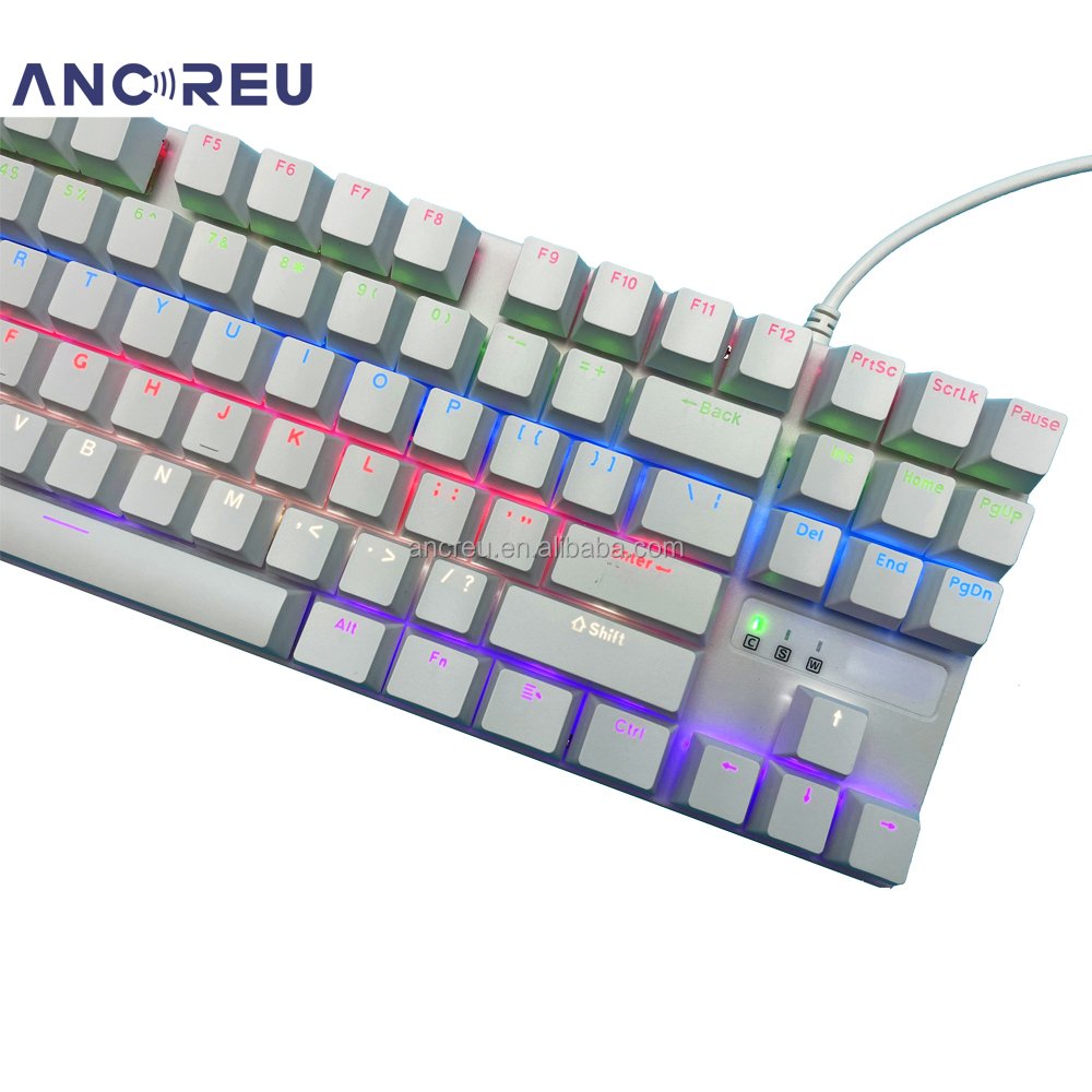 Ancreu OEM In Stock RGB DIY Mechanical Keyboard 87 Keys With light 9 different Modes LED Lighting Wired Mechanical Keyboard Kit