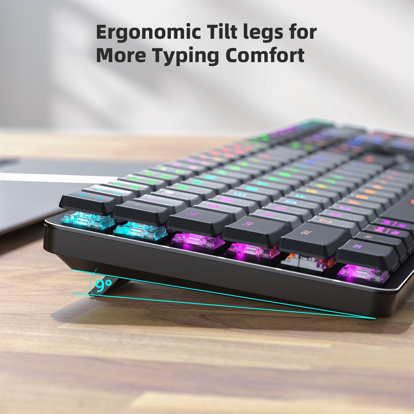 68 Keys Gateron Brown Switches Low Profile Mechanical Keyboard RGB Ultra-Thin Wireless Bluetooth Tri-mode Slim Gaming Keyboard