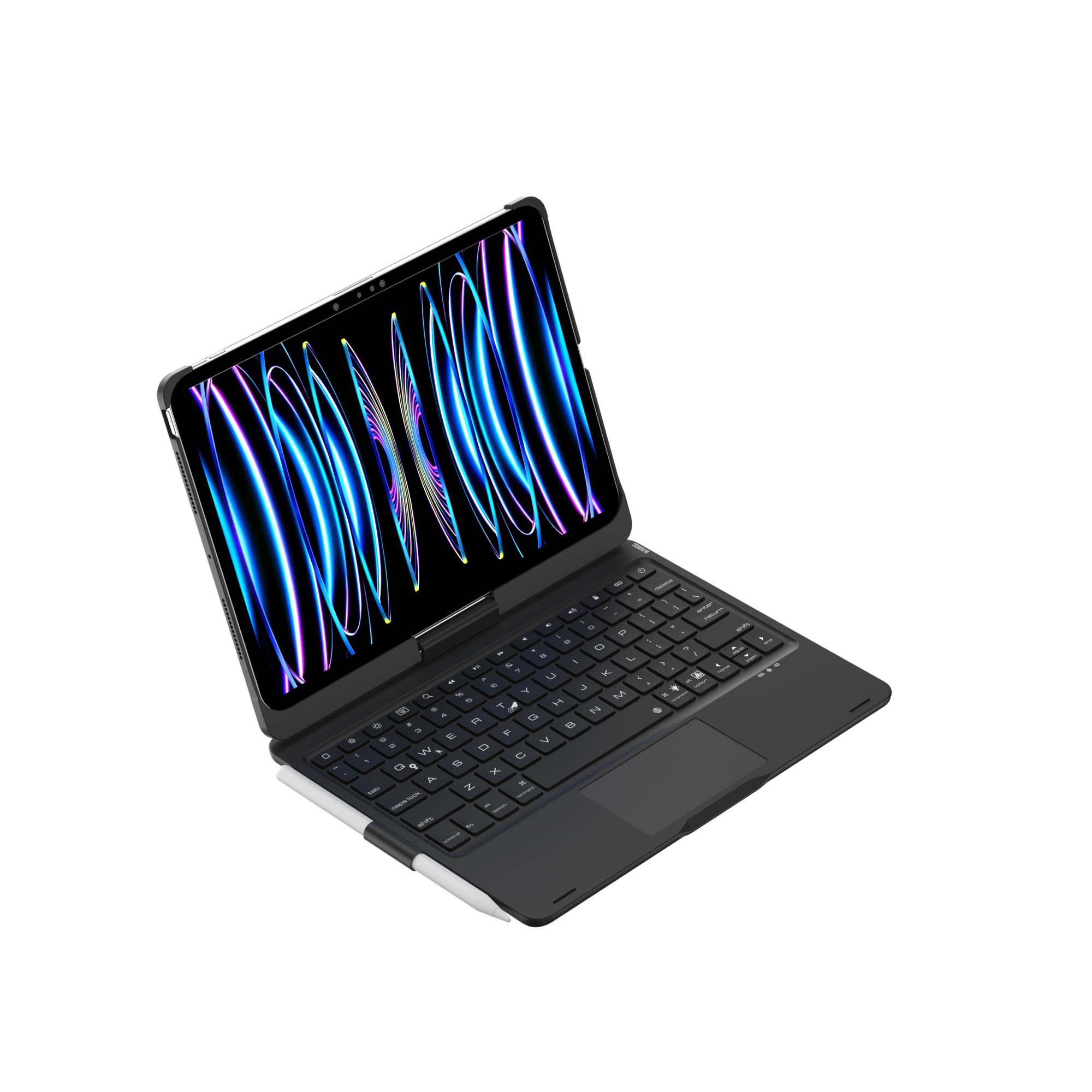 For New iPad pro11 2024Wireless Keyboard 10.9Protector Case 360-degree rotary keyboard case with colorful backlight and touch