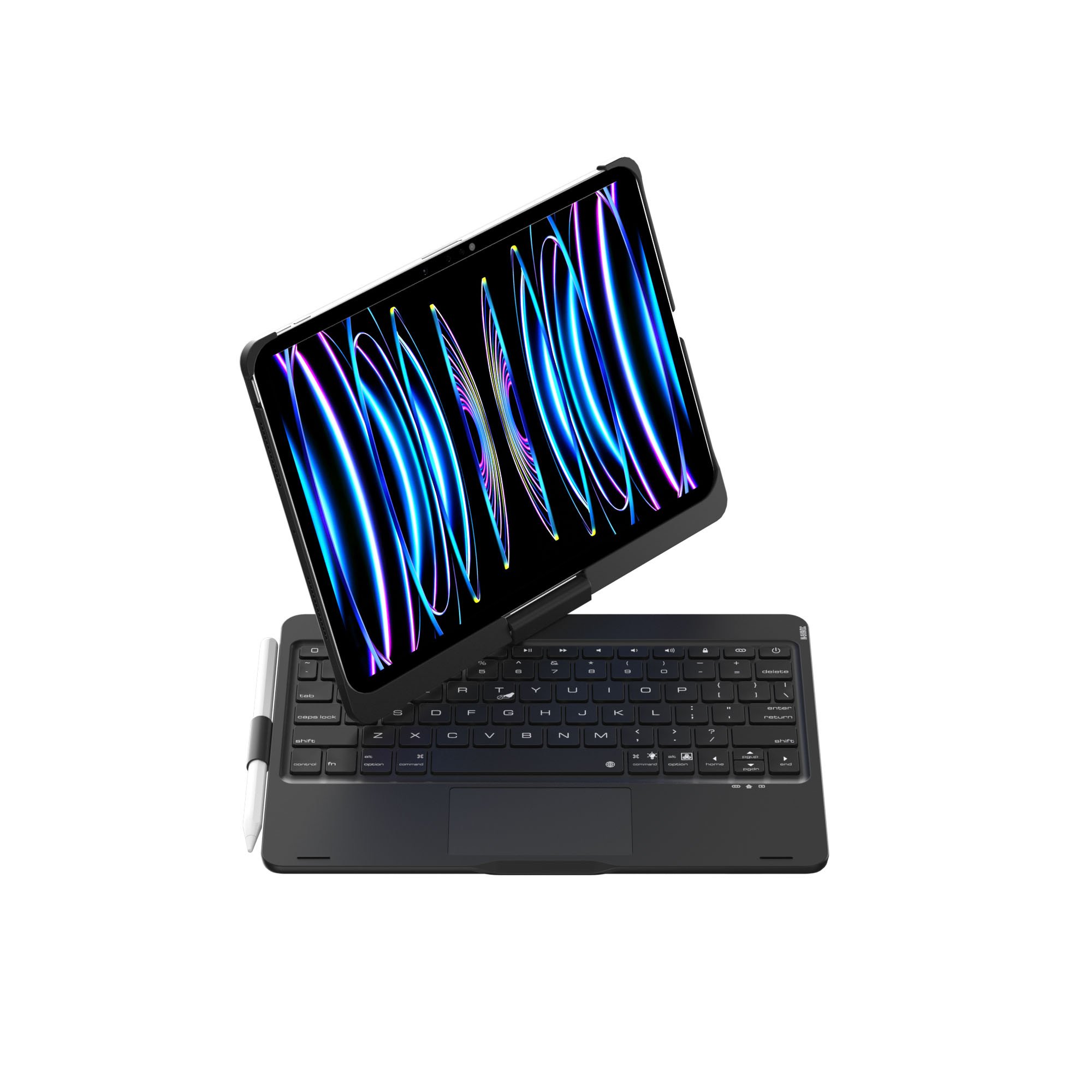 For New iPad pro11 2024Wireless Keyboard 10.9Protector Case 360-degree rotary keyboard case with colorful backlight and touch