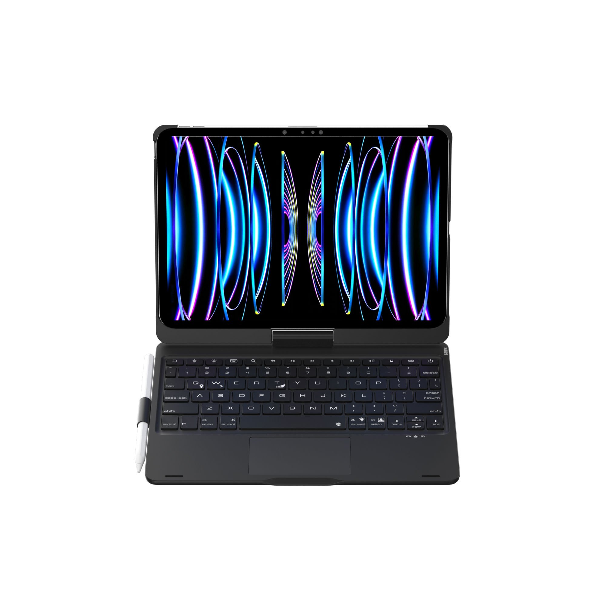 For New iPad pro11 2024Wireless Keyboard 10.9Protector Case 360-degree rotary keyboard case with colorful backlight and touch