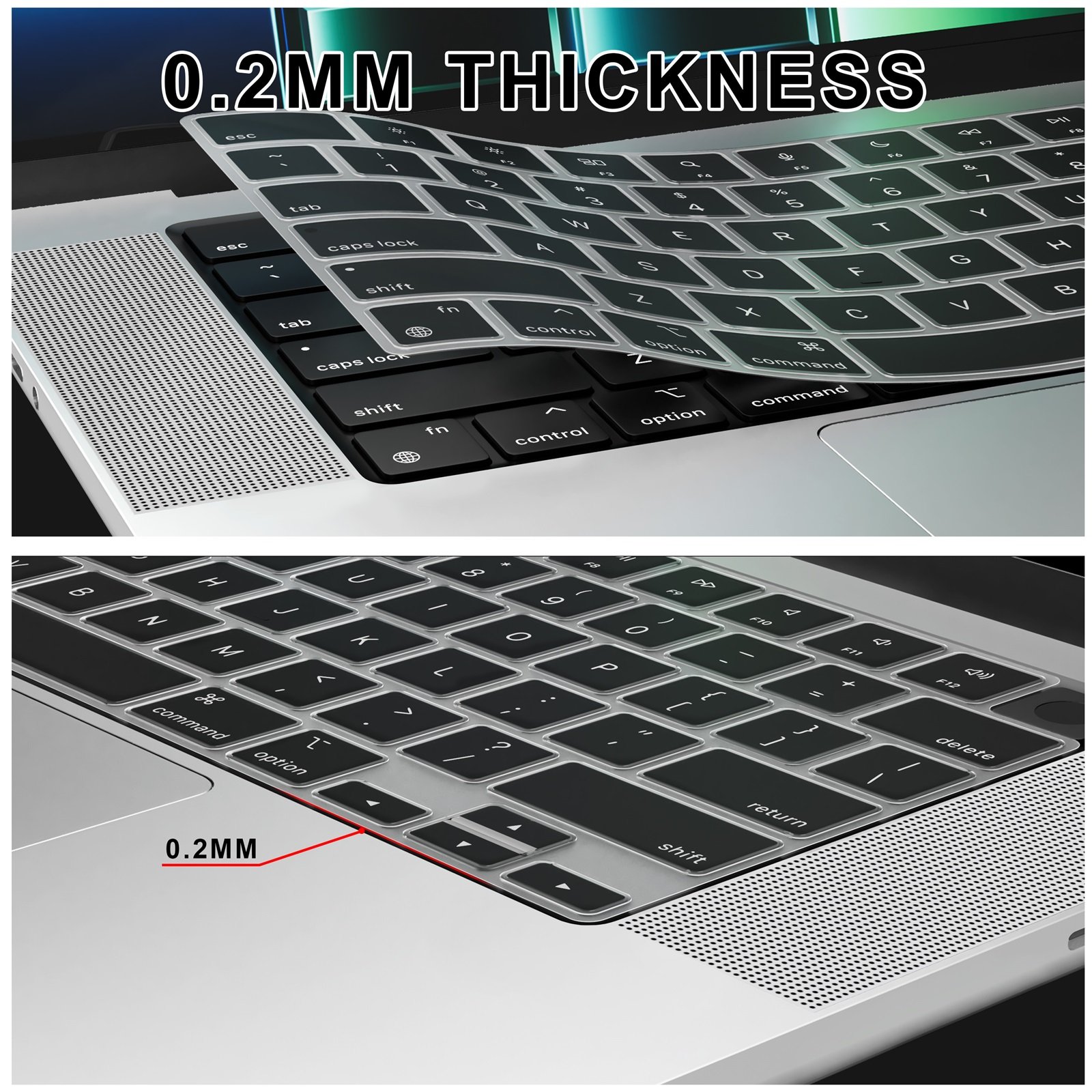 Waterproof Laptop Keyboard Protector Cover for MacBook Pro 14 Pro 16 A2442 A2485 Keyboard Skin,US Version
