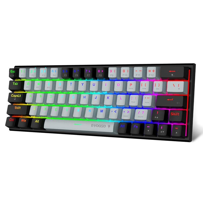 E-Yooso Z-11 Gaming Keyboard Wireless 2.4G BT RGB Backlit 60% 63 Keys Keyboard Programmable Mechanical keyboard