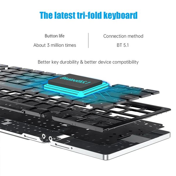 OEM & ODM B089 folding digital key mobile phone tablet portable three-system universal keyboard wireless BT keyboard 81 keys