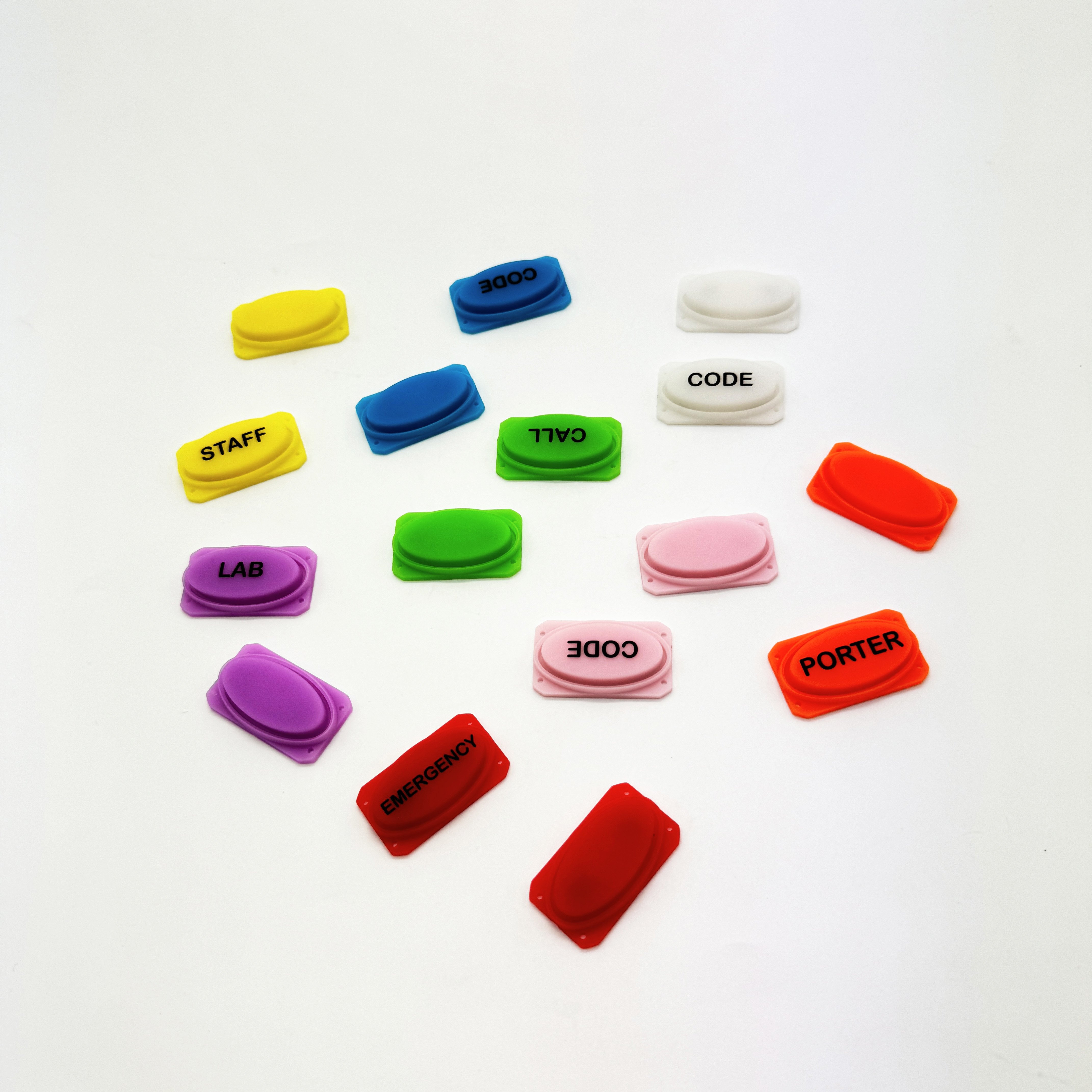 OME.Custom silicone rubber products with color-coded button for fire safety equipment,using advanced radium engraving technology