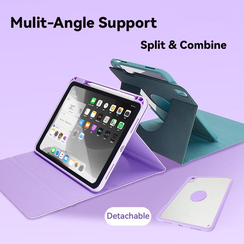 Yeedan Detachable Magnetic Rotation Tablet Keyboard Case For ipad pro 12.9 with wireless bluetooth Keyboard With Pencil Slot