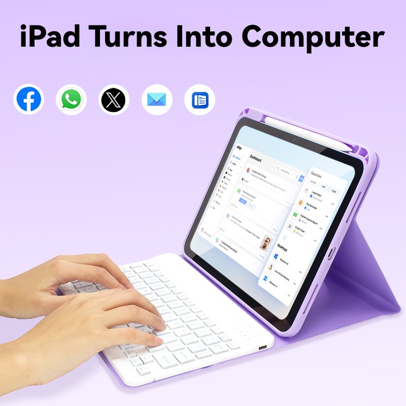 Yeedan Detachable Magnetic Rotation Tablet Keyboard Case For ipad pro 12.9 with wireless bluetooth Keyboard With Pencil Slot