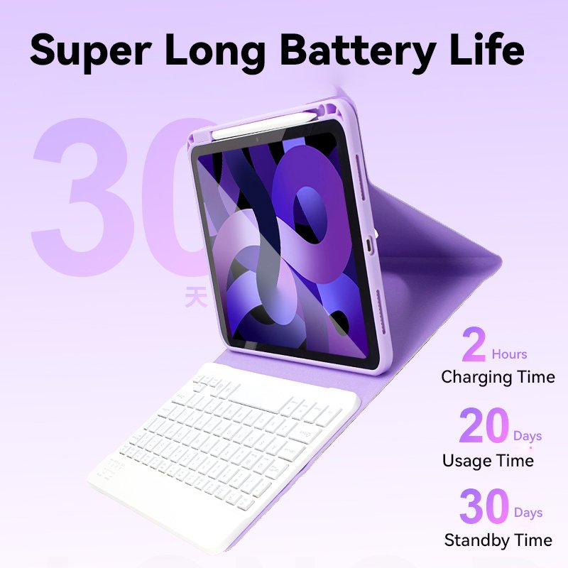 Yeedan Detachable Magnetic Rotation Tablet Keyboard Case For ipad pro 12.9 with wireless bluetooth Keyboard With Pencil Slot