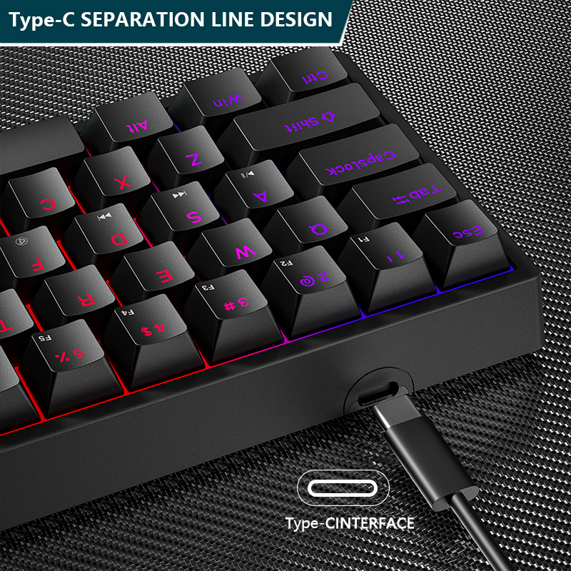 61 Keys Mini Gaming Keyboard Professional RGB Backlit Teclado Gamer Wired Wireless Mechanical Gaming Keyboard