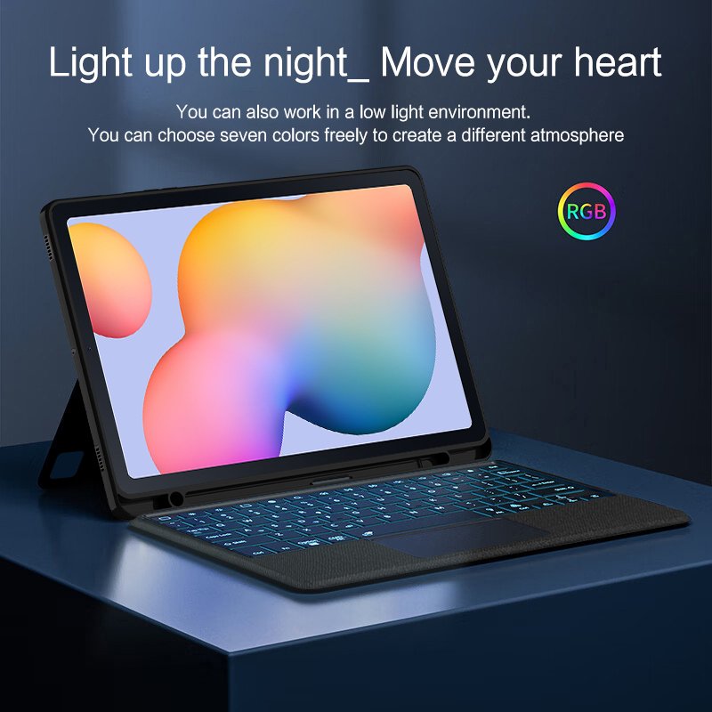 New fashion stand design leather tablet case with keyboard tablet case cover for Samsung Galaxy Tab S6 Lite 10.4 Inch P610 P615