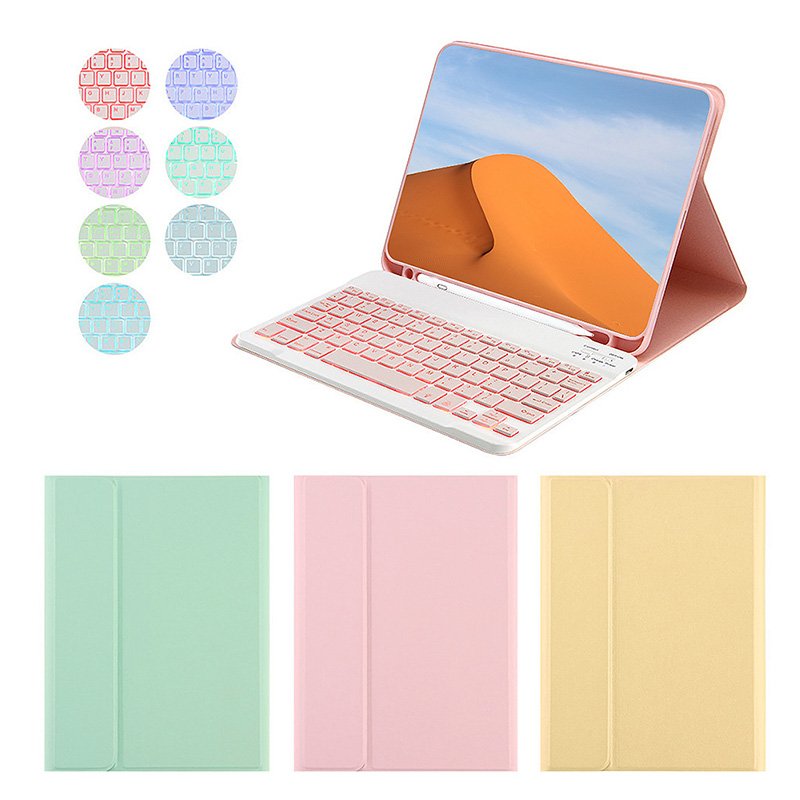 Leather Tablet For Ipad 10.2 10.5" Blue tooth Keyboard With Pen Slot Scratch Proof Cover Pu Pc Case