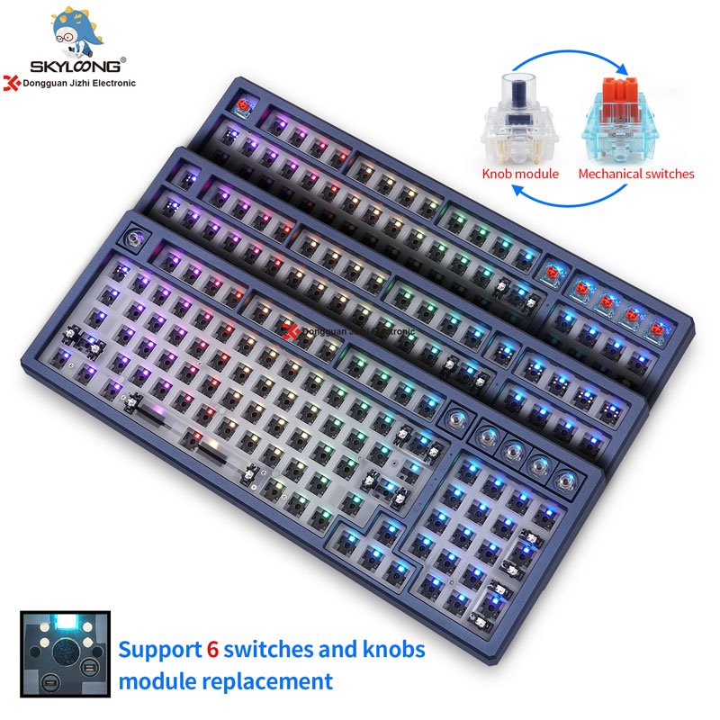 Skyloong High Quality GK980 Hot Swap Mechanical Keyboard Programmable 3 Mode Switches 98Keys Keyboard Kit Mechanical Keyboard