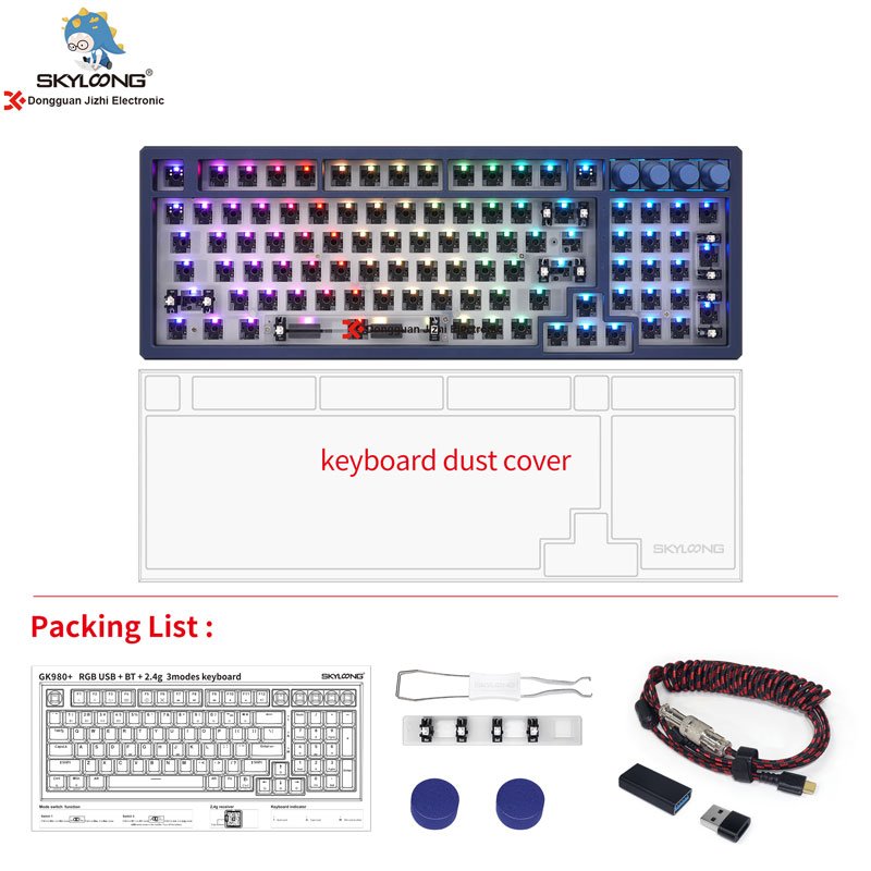 Skyloong High Quality GK980 Hot Swap Mechanical Keyboard Programmable 3 Mode Switches 98Keys Keyboard Kit Mechanical Keyboard