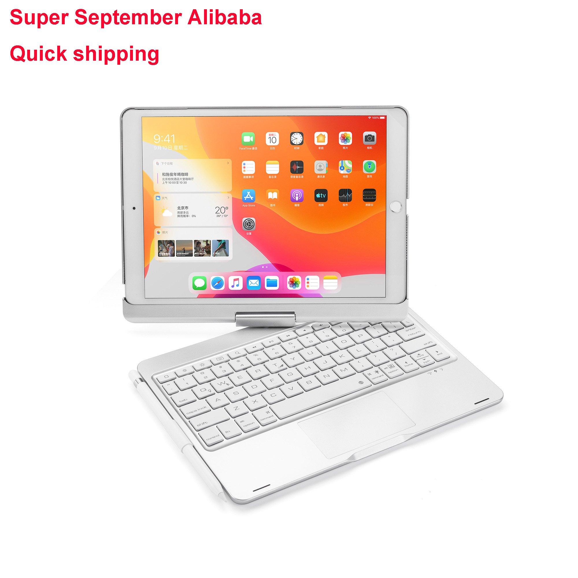 360 Rotating Ultra-thin Wireless Keyboard Case With Touchpad For 10.2"-10.5" IPAD (7,8,9,PRO,AIR3)