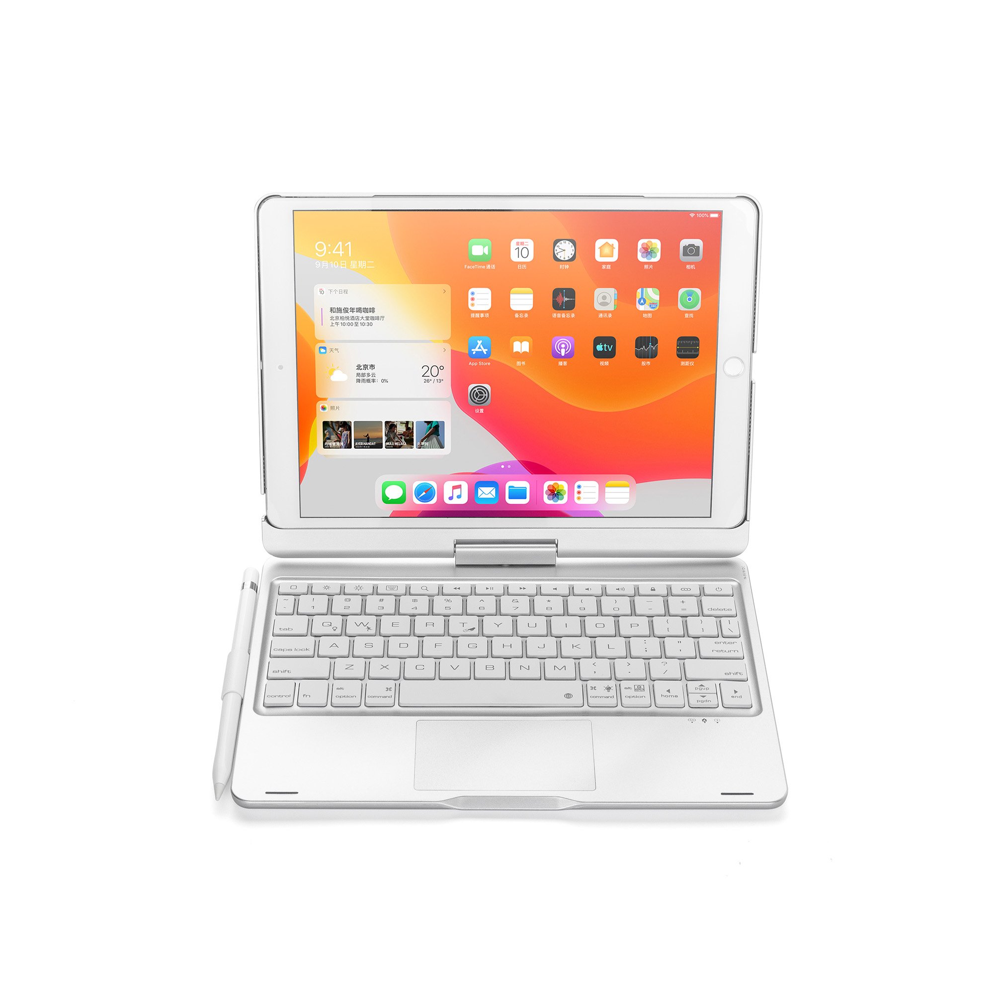 360 Rotating Ultra-thin Wireless Keyboard Case With Touchpad For 10.2"-10.5" IPAD (7,8,9,PRO,AIR3)