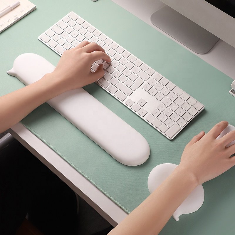 PU Covered Rectangular Silica Gel Pad Bubble Shape Wrist Rest for Keyboard & Mouse Office Use