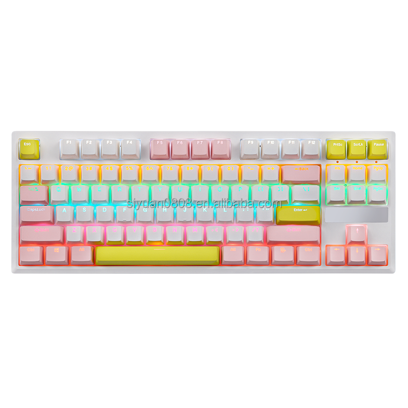 New 87-Keys Ergonomic Wired USB Gaming Keyboard Mechanical Office Keyboard with Custom Logo Blue Switch for Number Applications