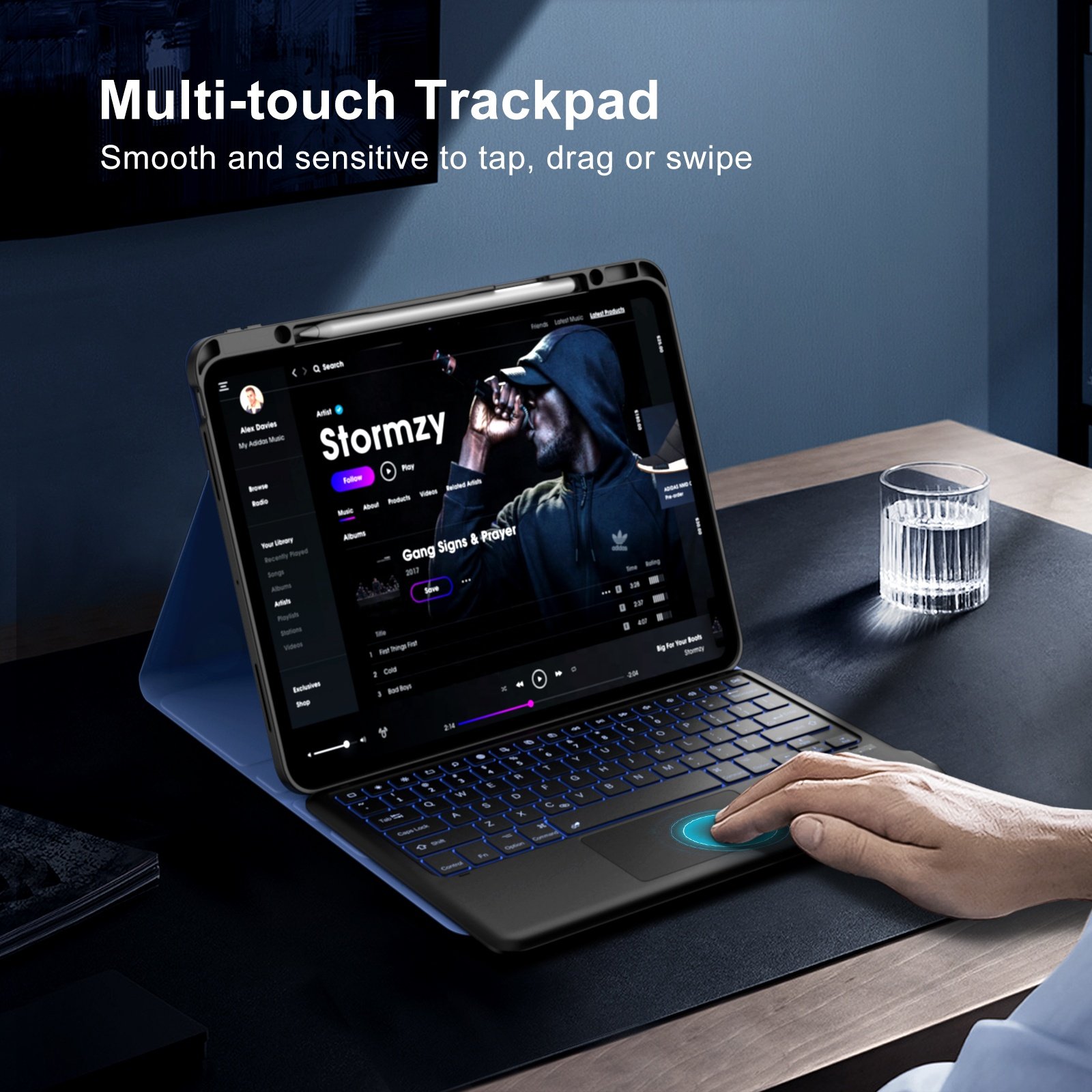MoKo Detachable Touchpad 7 Colors Backlit Wireless Keyboard Cover Smart Bluetooth Keyboard Case for iPad Pro 13 Inch Case 2024