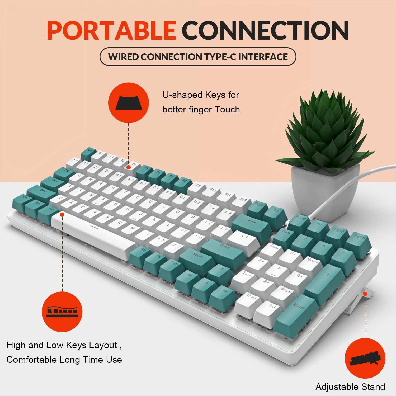 60 RGB wired red switches gaming mechanical hotswap keyboard for Windows/IOS