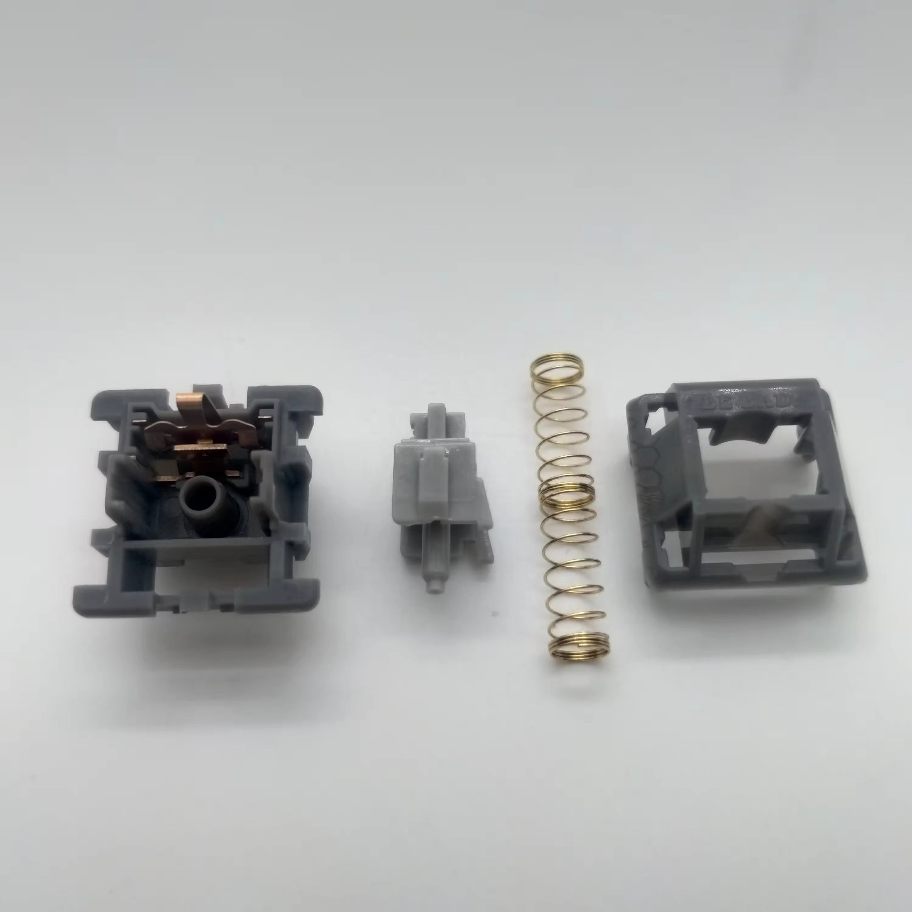 Tecsee Custom Gray Switch PC Top Nylon Bottom POM Linear Double Mechanical Switch Gold Spring 68g Keyboard Push Button Switches