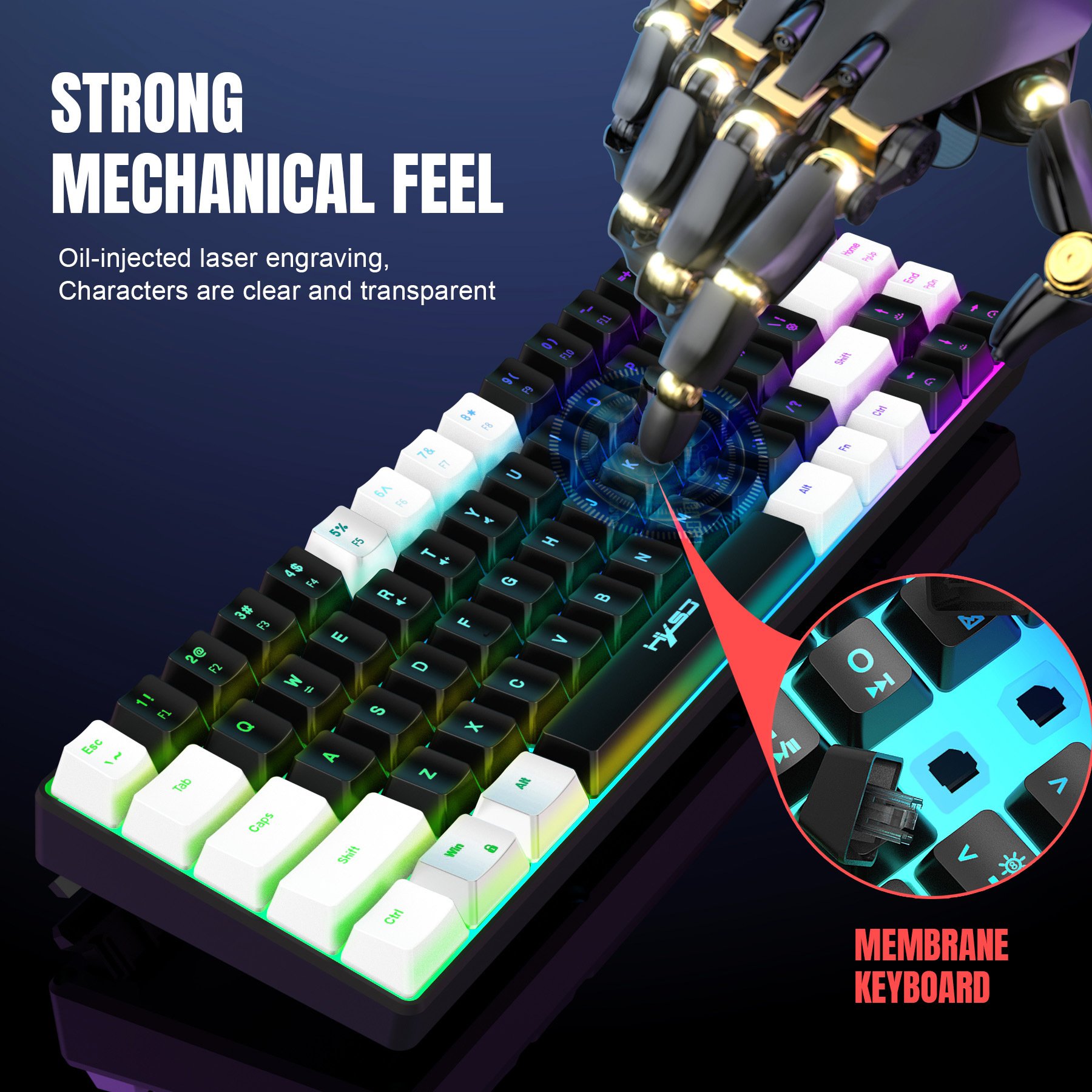 Multi-Function V200 Gaming USB Wired Membrane Keyboard Korean/Spanish Keycaps LED Backlit Gaming Mechanical Keyboard