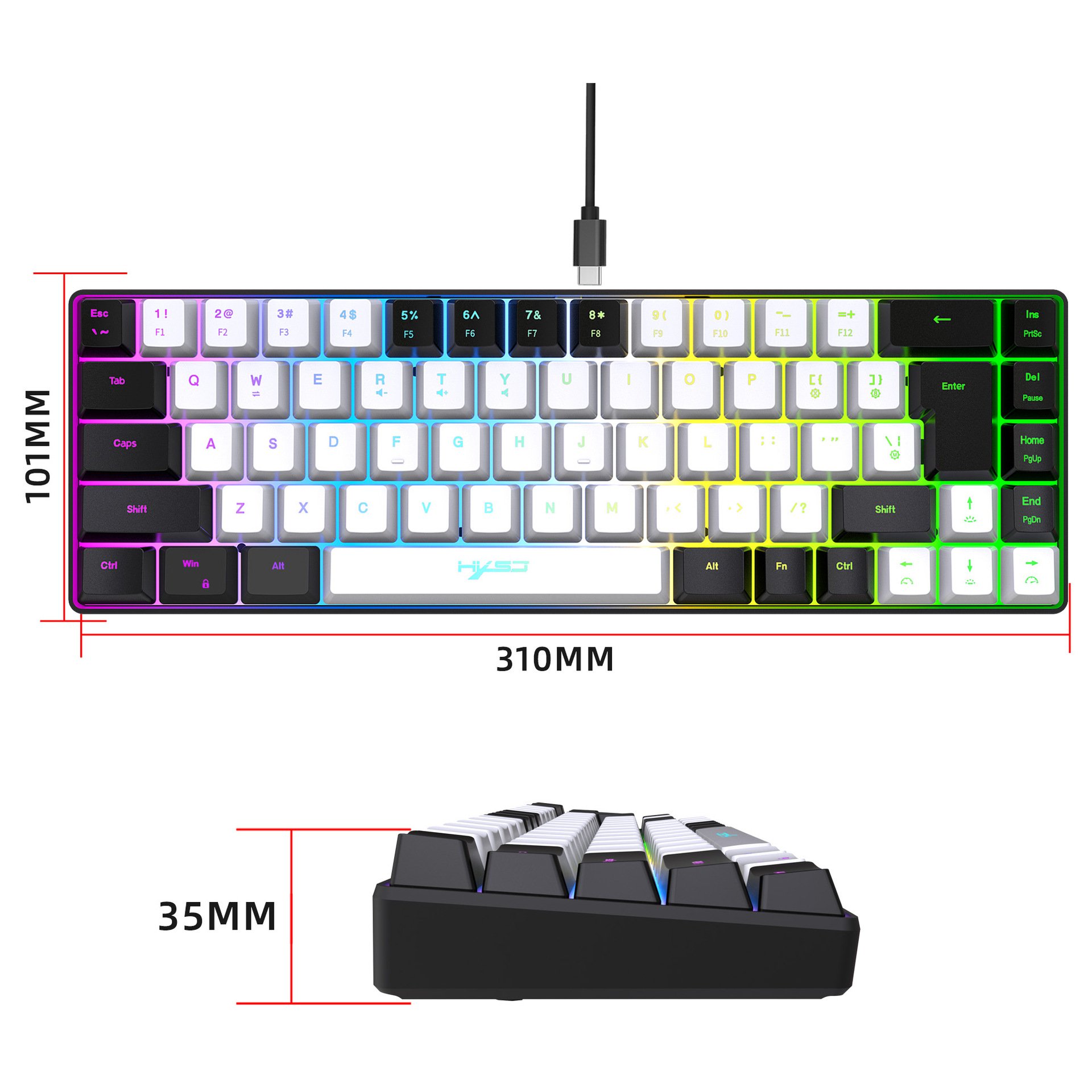 Multi-Function V200 Gaming USB Wired Membrane Keyboard Korean/Spanish Keycaps LED Backlit Gaming Mechanical Keyboard