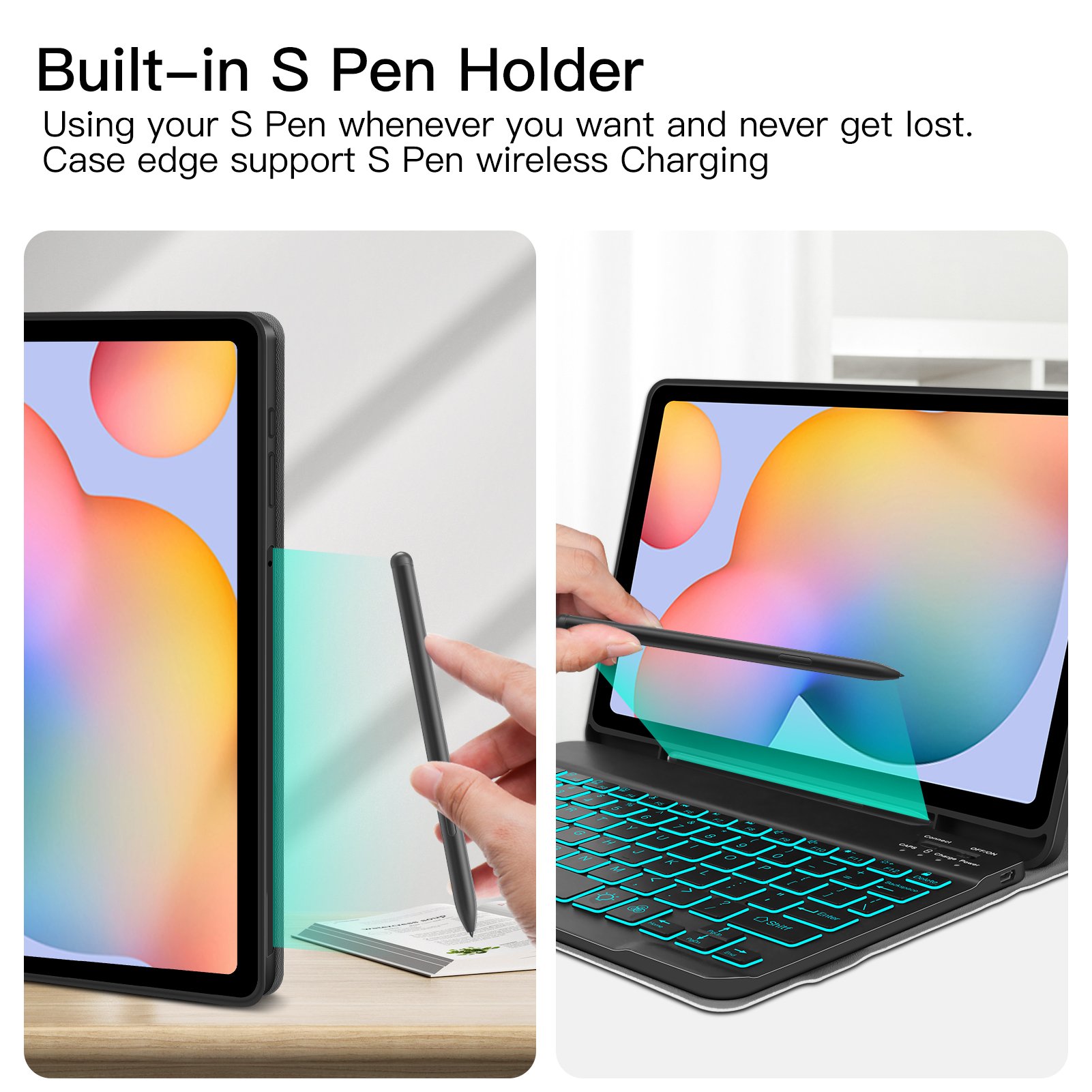 Magnetic Detachable Wireless Keyboard Cover for Samsung Galaxy Tab S6 Lite 10.4'' 2020 Leather Book Case