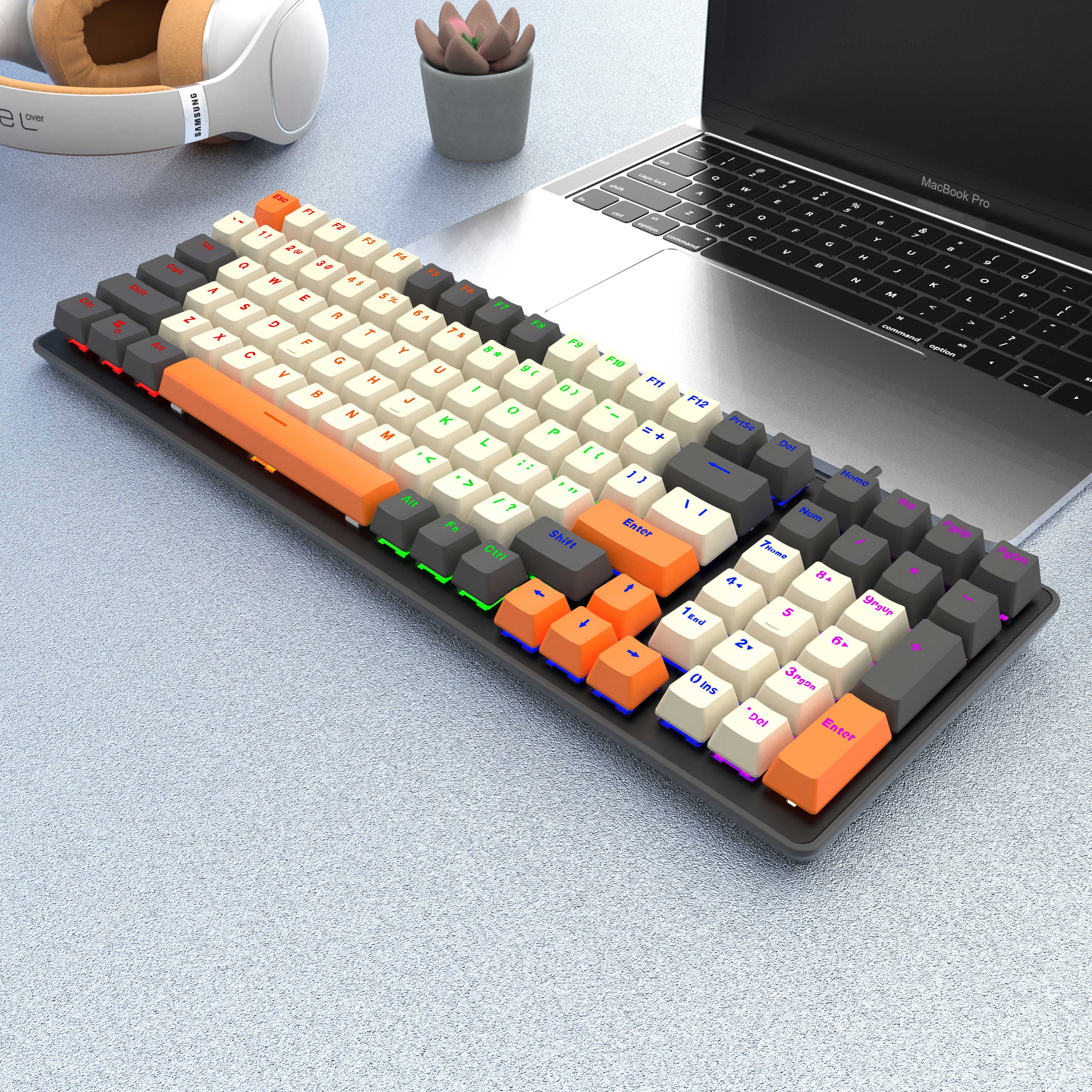 Mechanical 100 Keys LED Backlit Gaming Keyboard Hot Swappable Custom Keyboard