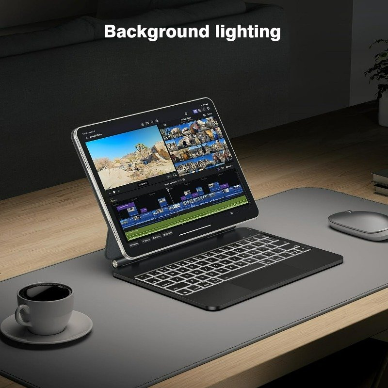 New Design Photovoltaic Charging Version Magnetic Magic Keyboard for iPad Pro 11 10.9in Multi-Touch Trackpad for Magic Keyboard