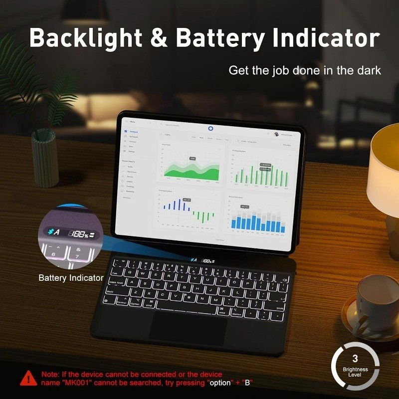 New Design Photovoltaic Charging Version Magnetic Magic Keyboard for iPad Pro 11 10.9in Multi-Touch Trackpad for Magic Keyboard