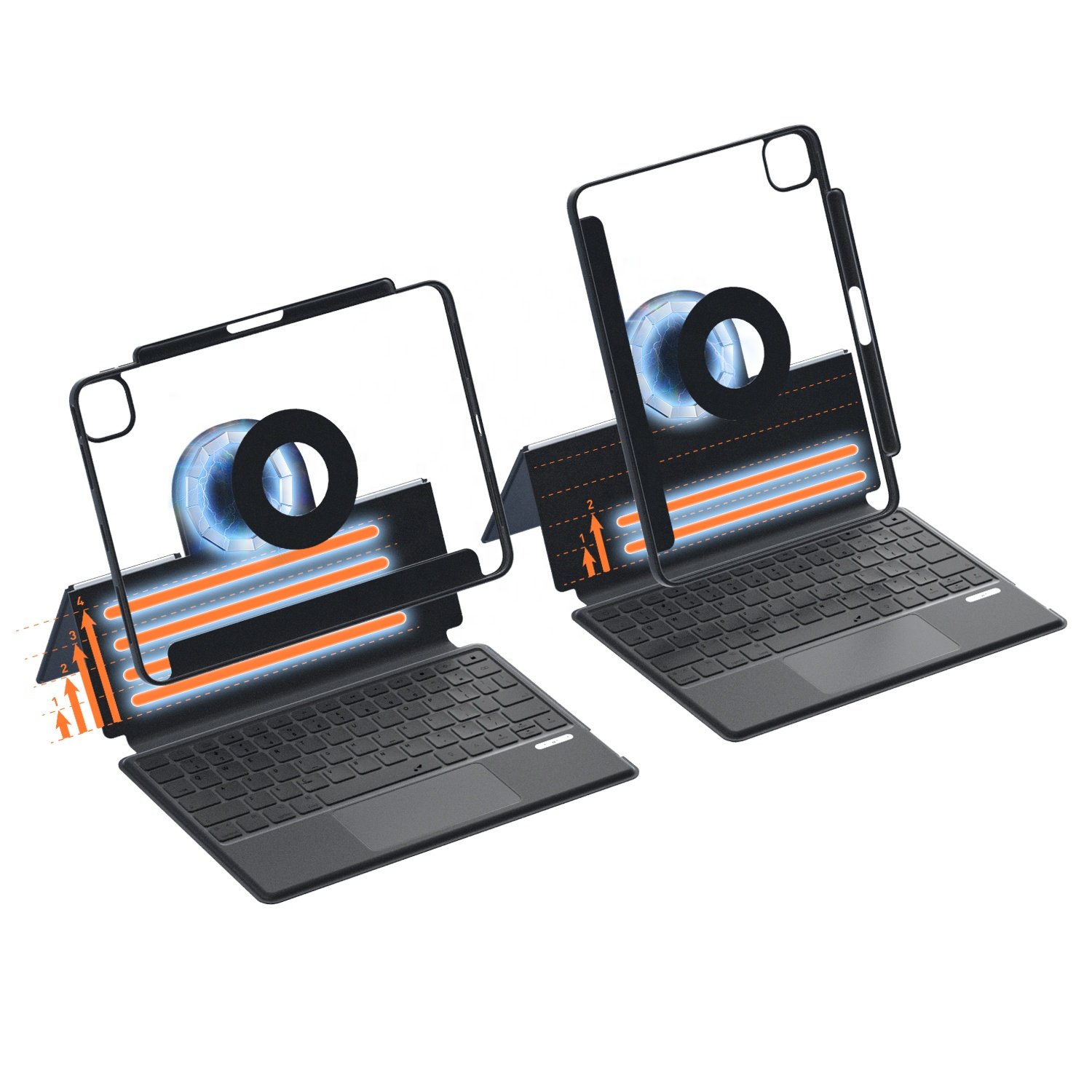 WOWCASE New Detachable 360 Rotation Adjustable Leather Pencil Holder Magnetic Keyboard Case For iPad Air 4 5 10.9 iPad Pro 11