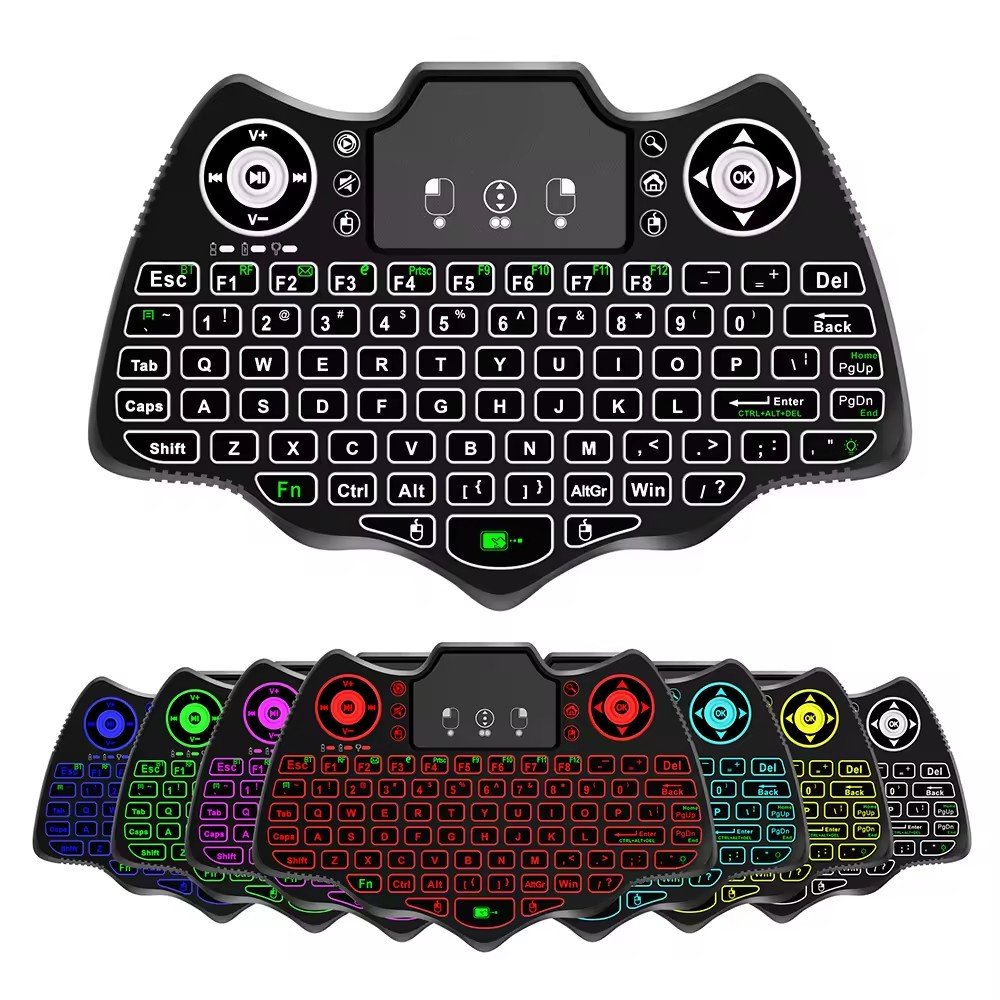 Wireless Keyboard Backlit Multilingual 2.4G+BT4.2 Air Mouse Remote Touchpad for TV Box PC V18 Mini