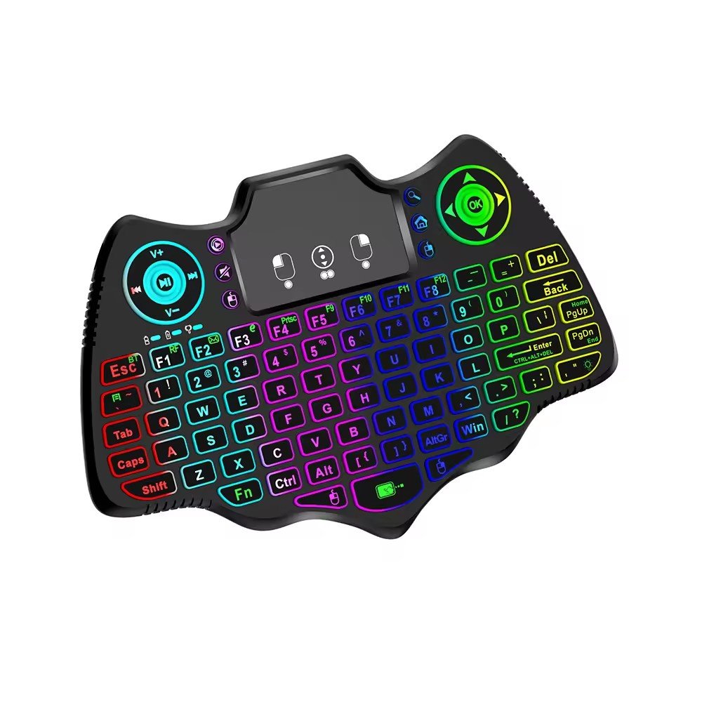 Wireless Keyboard Backlit Multilingual 2.4G+BT4.2 Air Mouse Remote Touchpad for TV Box PC V18 Mini