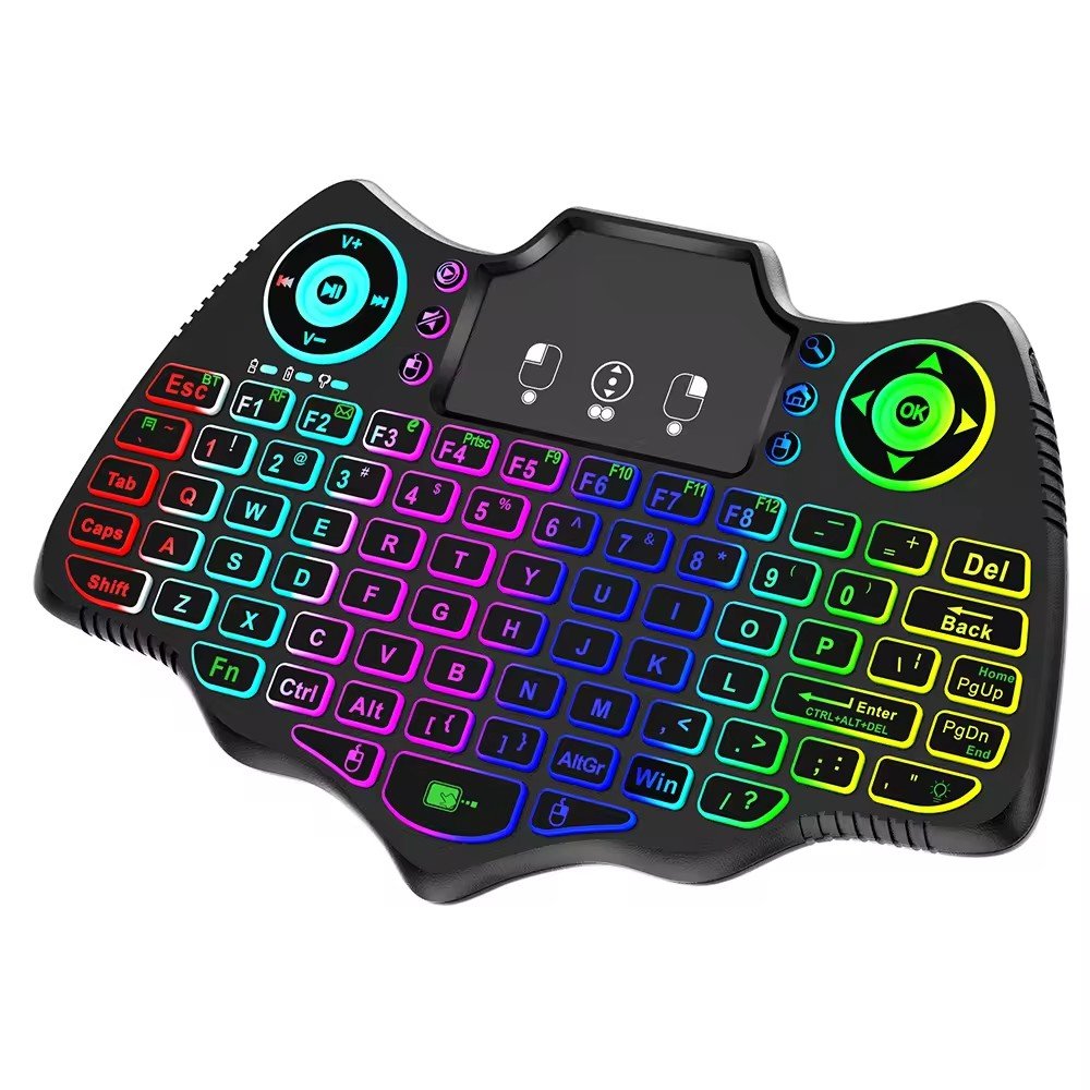 Wireless Keyboard Backlit Multilingual 2.4G+BT4.2 Air Mouse Remote Touchpad for TV Box PC V18 Mini