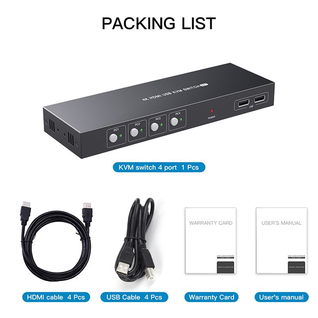 HDMI Switch with audio extractor arc 4K 30Hz 4 ports KVM HDMI Switch