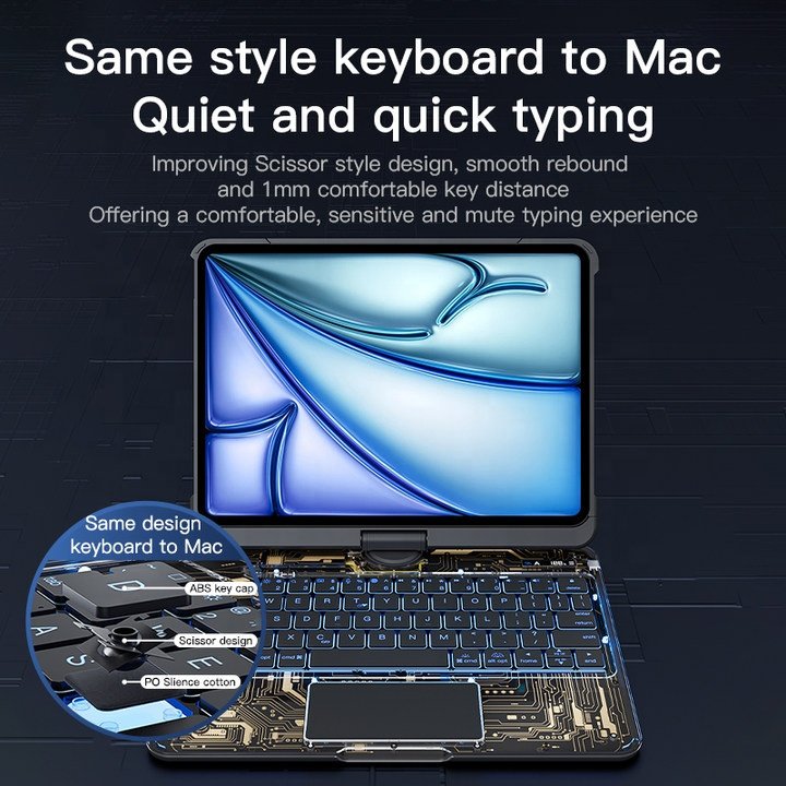 iFacemall TPU+PC+Pu Leather Blue tooth 360 Rotate Keyboard Tablet Covers Cases For iPad Pro 11 10.9 12.9 Wireless Keyboard Case