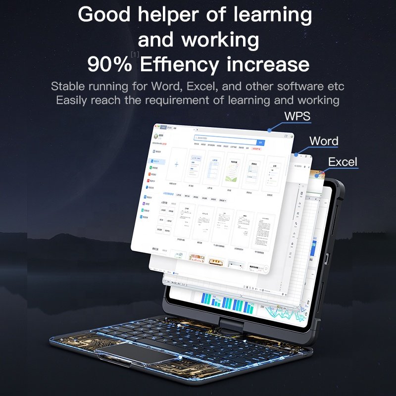iFacemall TPU+PC+Pu Leather Blue tooth 360 Rotate Keyboard Tablet Covers Cases For iPad Pro 11 10.9 12.9 Wireless Keyboard Case