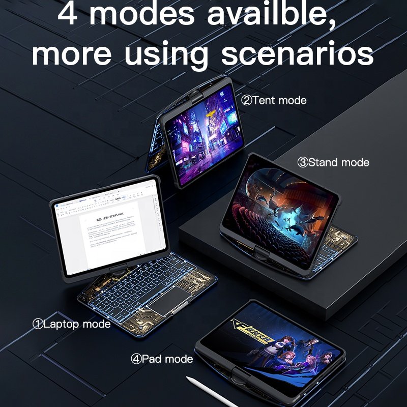 iFacemall TPU+PC+Pu Leather Blue tooth 360 Rotate Keyboard Tablet Covers Cases For iPad Pro 11 10.9 12.9 Wireless Keyboard Case