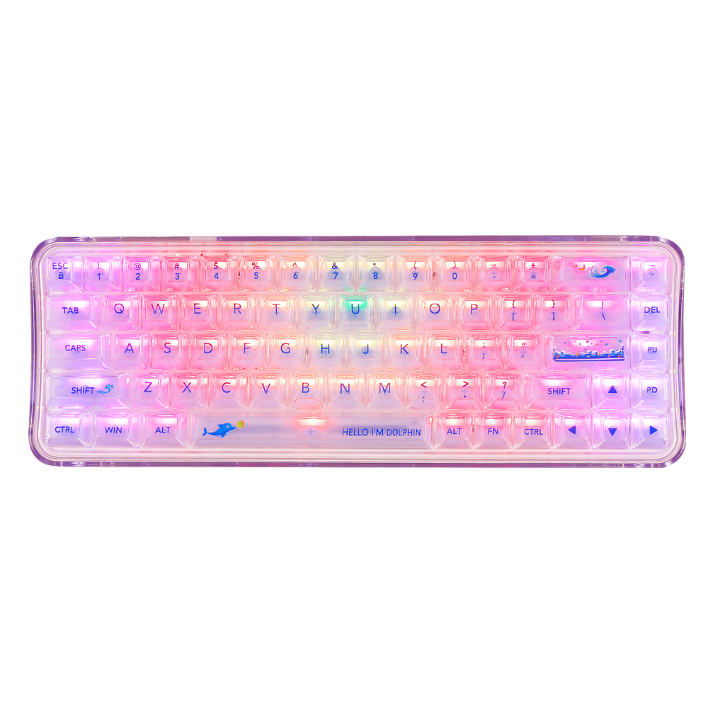 Blue Switches RGB Backlit BT/2.4G/Wired Tri-Mode 65% Compact Gaming Typewriter Style Wireless Mechanical Keyboard for Mac/PC/Win