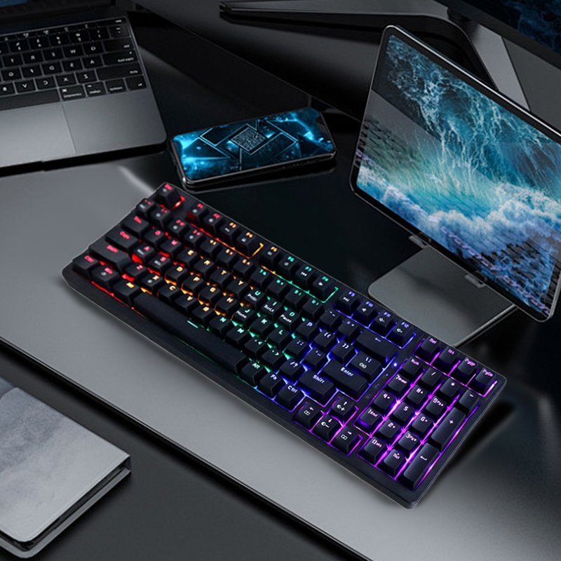 Wired Mechanical Keyboard 98 Keys Type-C Wired Gaming Single Light Gaming Keyboard