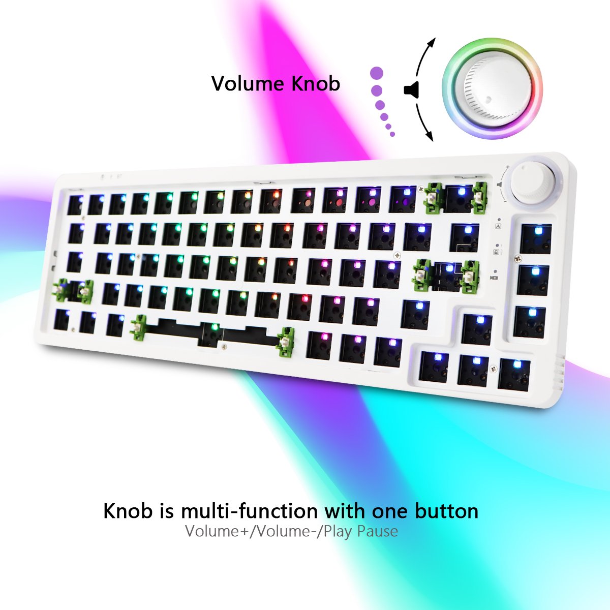 LK67/TM680 Hot Swap Mechanical Keyboard Programmable 3 Mode 3/5 Pins Switches Keyboard DIY Kit with Knob RGB Wireless Keyboard
